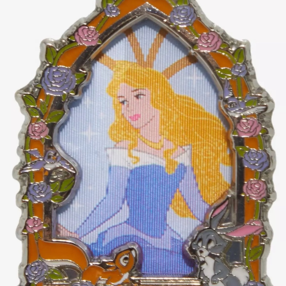 Disney Sleeping Beauty Floral Frame Lenticular Enamel Pin - Picture 2 of 5
